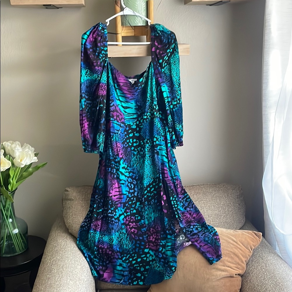 Bar III Blue and Purple Knee-Length Backless Dress